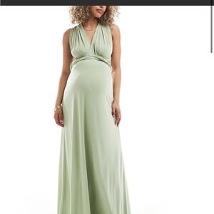 TFNC Bridesmaids Maternity multiway maxi dress in sage